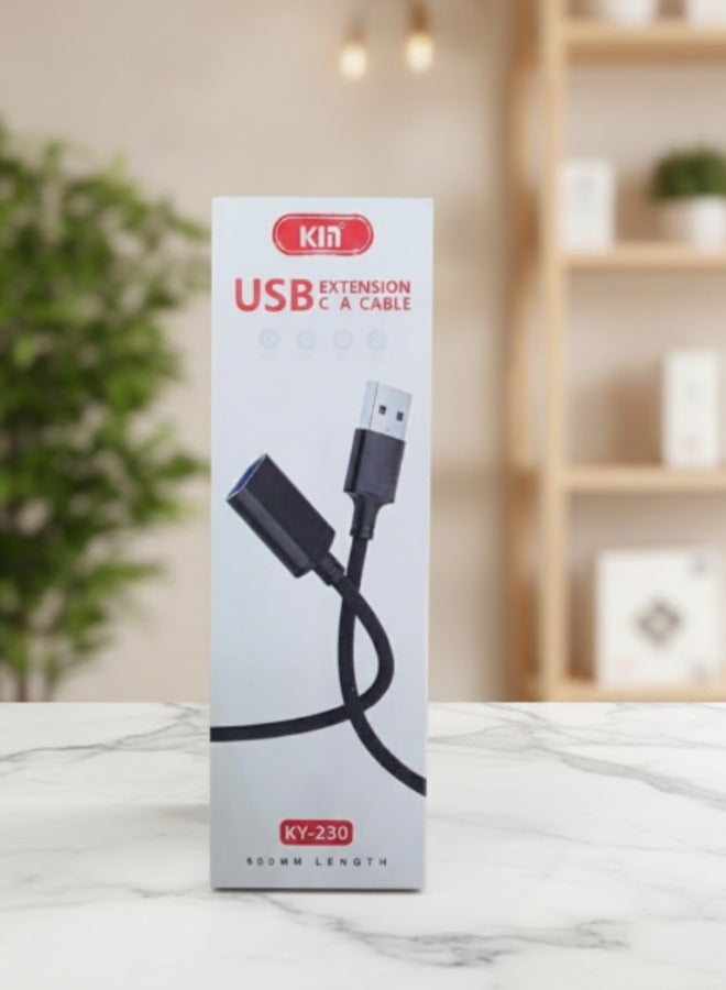 KIn KY-230 USB 2.0 Extension Cable – High-Speed Male to Female USB Extender for PC, Laptop, and Peripheral Connectivity